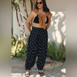 Anthropologie Smocked Gauze Printed Pants